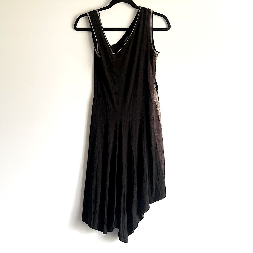 Isabel De Pedro Black Asymmetrical Dress with textured side stripe Size US 8